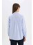 Oversize Geniş Kalıp Çizgili Oxford Uzun Kollu Gömlek D4512AX25SP 7