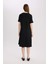 Regular Fit Apaş Yaka Basic Düz Bürümcük Kısa Kollu Midi Yazlık Elbise D3834AX25SM 6