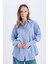 Coool Oversize Geniş Kalıp Çizgili Poplin Uzun Kollu Gömlek E5329AX25SP 7