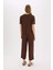 Pijama Takımı Fitilli Kaşkorse Kısa Kollu Üst Esnek Belli Kapri Boy Alt-Fall in Love E0865AX25SP 7
