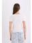 Slim Fit Dar Kesim Yuvarlak Yaka Basic Düz Fitilli Kaşkorse Kısa Kollu Beyaz Tişört E5781AX25SP 6