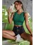 Kadın Yeşil Kare Yaka Crop Top Bluz 1
