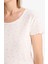 Regular Fit Pijama Takımı Kısa Kollu Üst Esnek Belli Şort-Fall in Love E4335AX25SP 6