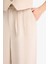 Wide Leg Keten Karışımlı Pantolon Normal Bel Geniş Paça Cepli Fermuarlı Standart Boy E6210AX25SP 6