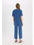Pijama Takımı Fitilli Kaşkorse Kısa Kollu Üst Esnek Belli Kapri Boy Alt-Fall in Love E0865AX25SP 7