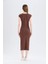 Bodycon Vücudu Saran Bisiklet Yaka Ribana Kısa Kollu Midi Elbise D5220AX25SP 6