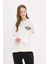Oversize Geniş Kalıp Bisiklet Yaka Sırt Baskılı Kalın Sweatshirt E4934AX25SP 6