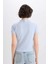 Slim Fit Dar Kesim Bisiklet Yaka Basic Düz Ribana Kısa Kollu Tişört E5905AX25SP 6