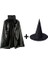 Siyah Yakalı Pelerin ve Siyah Cadı Şapkası Seti Çocuk Boy 1