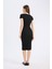Bodycon Vücudu Saran V Yaka Fitilli Kaşkorse Kısa Kollu Midi Elbise E7368AX25SP 7