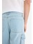 %100 Pamuk Kargo Fit Jean Bermuda Şort E1381AX25SM 7