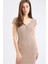 Bodycon Vücudu Saran V Yaka Fitilli Kaşkorse Kısa Kollu Midi Elbise E7368AX25SP 7