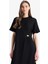 Regular Fit Bisiklet Yaka Basic Düz Bürümcük Kısa Kollu Midi Yazlık Elbise E7330AX25SM 7