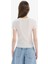 Fitted Bisiklet Yaka Basic Düz Fitilli Kaşkorse Kısa Kollu Beyaz Tişört K7064AZ25SM 6
