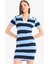 Bodycon Vücudu Saran Polo Yaka Çizgili Ribana Kısa Kollu Mini Elbise E5701AX25SP 6