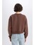 Boxy Fit Bisiklet Yaka Basic Düz Kalın Sweatshirt E4732AX25SP 6