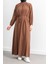 Reglan Kol Fırfır Detaylı Elbise - Taba 2