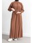 Reglan Kol Fırfır Detaylı Elbise - Taba 3