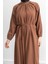 Reglan Kol Fırfır Detaylı Elbise - Taba 4