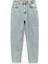 Yüksek Bel Düğmeli Cepli Düz Paça Mom Fit Jean Pantolon - Mom Slim Jean 4