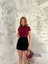 Kadın Yeni Sezon Bordo Kısa Kollu Bisiklet Yaka Bodycon Basic Viskon Yumuşak Dokulu Örme Bluz 1