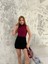 Kadın Yeni Sezon Bordo Sıfır Kol Yarım Balıkçı Yaka Bodycon Basic Viskon Yumuşak Dokulu Örme Bluz 1