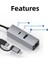 3 Portlu Ağ Ve Veri Adaptörü: Rj45 Lan + Usb 3.0 + Type-C Girişli | Metal Kasa 3