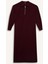 Loose Fit Fermuarlı Polo Yaka Selanik Kumaş Basic Düz Uzun Kollu Midi Elbise F1640AX25SP 6