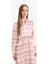 Regular Fit Gömlek Yaka Desenli Saten Uzun Kollu Maxi Elbise F2725AX25SM 7