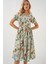 Kadın Desenli Kısa Kol Elbise 2558 - Çağla 4