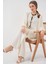 Kadın Önü Bağcıklı Tunik Pantolon Ikili Takım 6744 - Ekru 2