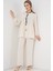 Kadın Önü Bağcıklı Tunik Pantolon Ikili Takım 6744 - Ekru 4