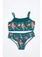 Kız Çocuk Bikini Takımı Ince Askılı Yeşil Balık Desenli 1