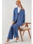 Kadın Keten Kimono Ikili Takım 6727 - Indigo 4