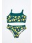 Kız Çocuk Bikini Takımı Ince Askılı Yeşil Limon Desenli 1