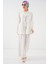 Kadın Önü Bağcıklı Tunik Pantolon Ikili Takım 6744 - Beyaz 2