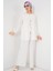 Kadın Önü Bağcıklı Tunik Pantolon Ikili Takım 6744 - Beyaz 4