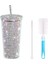 500ML/750ML Rhinestone Termos Şişeleri Yalıtımlı Parlayan Parlayan Kahve Kupası Kapak Saman Kapasiteli Çift Katman: Altın/renk: 500ML (Yurt Dışından) 1