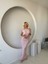 Pembe Dokulu Drape Detaylı Ikili Takım 1