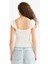 Fitted V Yaka Crop Dokulu Beyaz Askılı Bluz F6392AX25HS 6