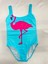 Kız Çocuk Mayo Mavi Renkli Pembe Flamingo Desen 1