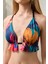 Bikini Üstü Üçgen Pileli Pembe Dev Yapraklı 1