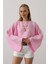 Yarasa Kollu Crop Bluz - Pembe 1