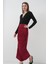 8035 Büzgülü Midi Etek - Bordo 7