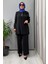 Dik Yaka Fermuarlı Uzun Kollu Tunik Siyah T25Y-6068 1