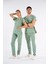 Küf Yeşili Dr. Greys Modeli Likralı Hemşire Forması Yarasa Kol Doktor Scrubs Hastane Takımı 3