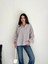 Yumuşak Dokulu Konfor Modeli Oversize Fiyonk Detaylı Asimetrik Kesim Pamuklu Boyfriend Gri Gömlek 2
