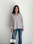 Yumuşak Dokulu Konfor Modeli Oversize Fiyonk Detaylı Asimetrik Kesim Pamuklu Boyfriend Gri Gömlek 3