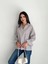 Yumuşak Dokulu Konfor Modeli Oversize Fiyonk Detaylı Asimetrik Kesim Pamuklu Boyfriend Gri Gömlek 4