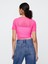 Kadın Pembe Transparan Crop T-Shirt 3